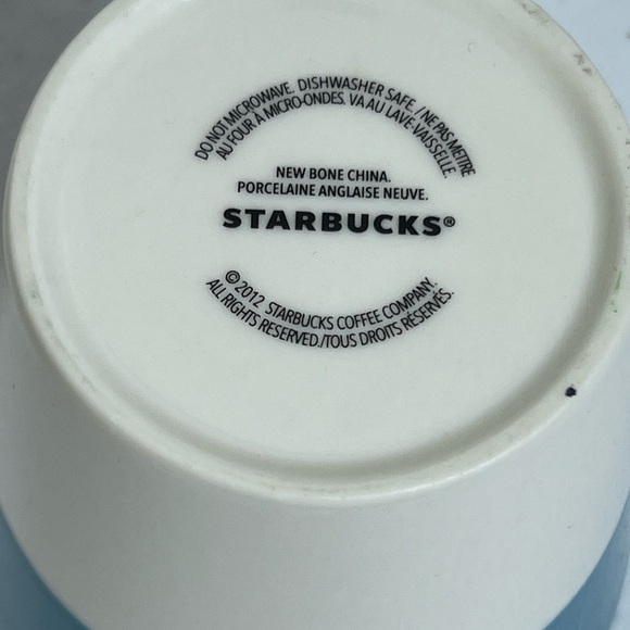 Starbucks Tazo 2012 Tea Cup No Handle Mug Blue & White Slanted Bone China Tea - Picture 8 of 9